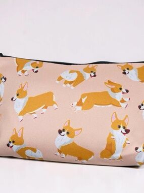 Corgi Dog Print Makeup or Pencil Case Cute Zipper Pouch Animal Print
